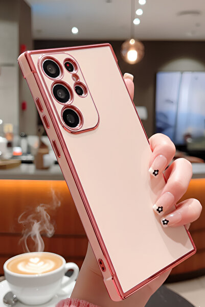 AQUA AKSESUAR Samsung Galaxy S24 Ultra Uyumlu Parlak Altın Kenarlı Kamera Kor...