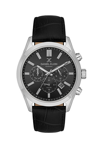 Daniel Klein Exclusive Black Leather Watch for Men DK.1.14212-2