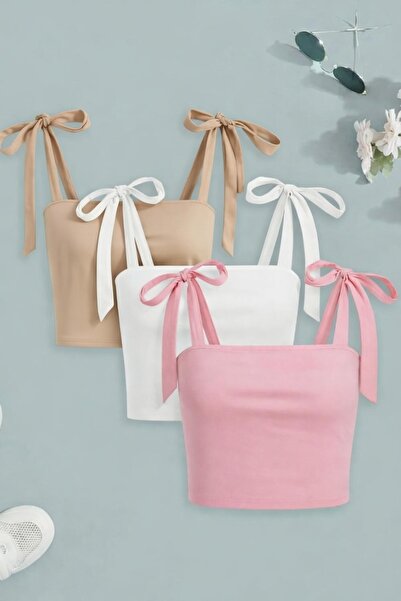 Olyssia Γυναικείο 3-pack στράπλες κοντό τοπ με δέσιμο στους ώμους | Κομψό βασ...