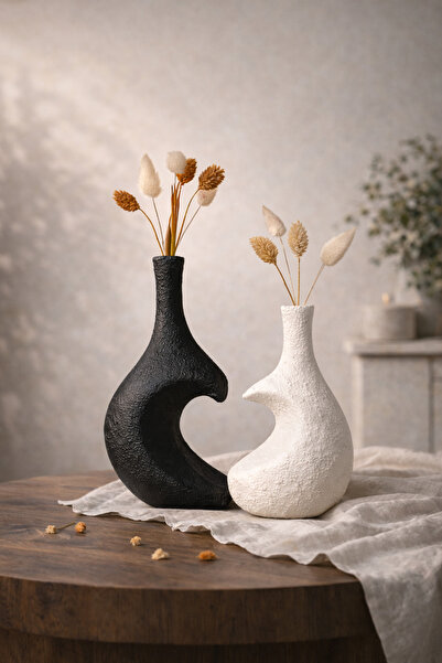 Momiko 2’li Dokulu Love Renkli Vazo Seti Beton – El Yapımı Modern Dekoratif K...