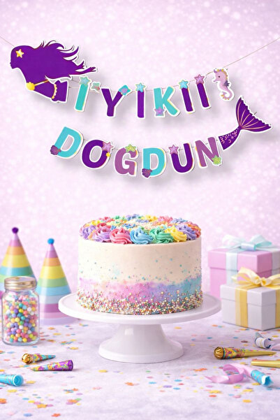 Baloncu Nene Deniz Kızı Temalı Banner Kız Çocuk Doğum Günü Süs Banner Happy B...