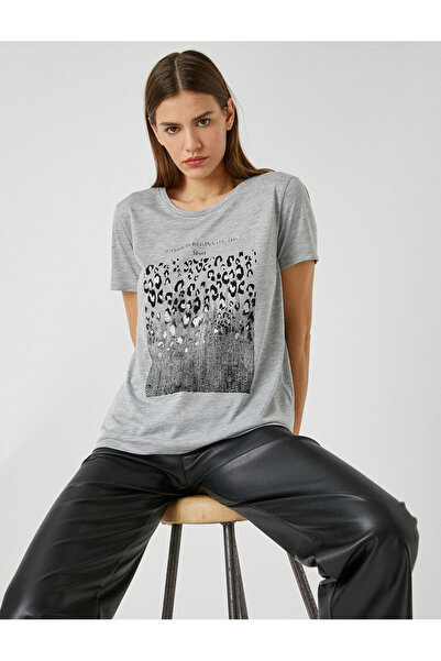 Koton Μπλουζάκι με κοντό μανίκι με λαιμόκοψη