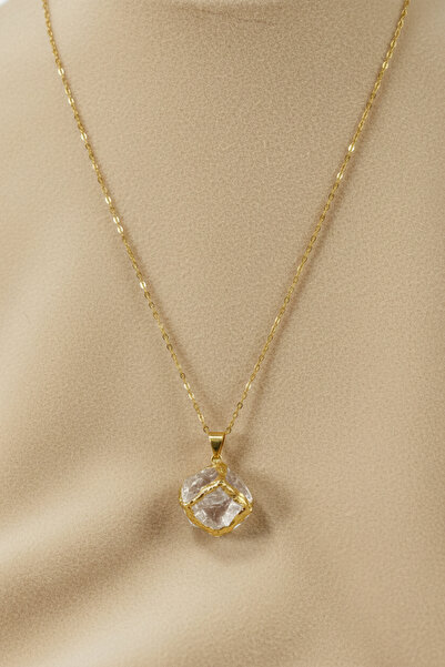 Lorivelle Ham Kuvars Doğal Taş Kolye Altın Kaplama Çelik - Zihin Netliği ve P...