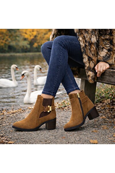 TwoEgoist حذاء نسائي من الجلد السويدي الأصلي بلون أسمر، بكعب 7 سم، مصنوع يدوي...