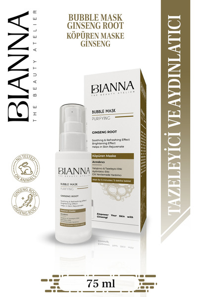 Bianna Köpüren Maske Bubble Mask Ginseng Özlü ve Yatıştırıcı Köpüren Maske - ...