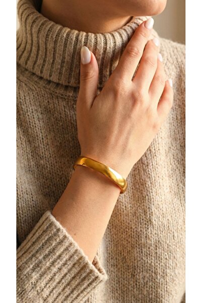 FerizZ Altın Kaplama Düz Desensiz 1 cm Bilezik BLZ-3074