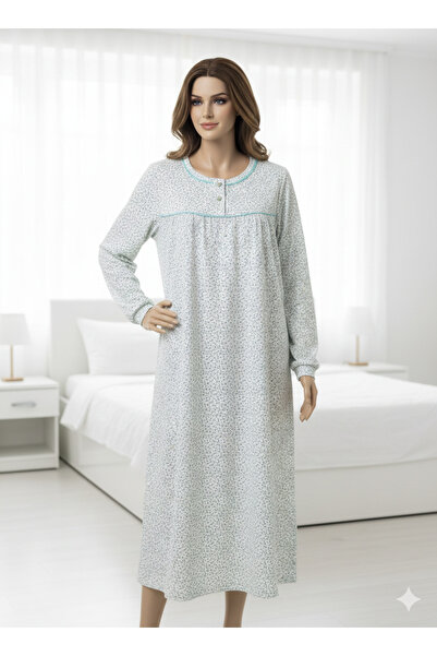 AYSUN TEKSTİL Νυχτικό μαμάς από βαμβακερό ύφασμα με φαρδιά γραμμή, μανσέτες σ...