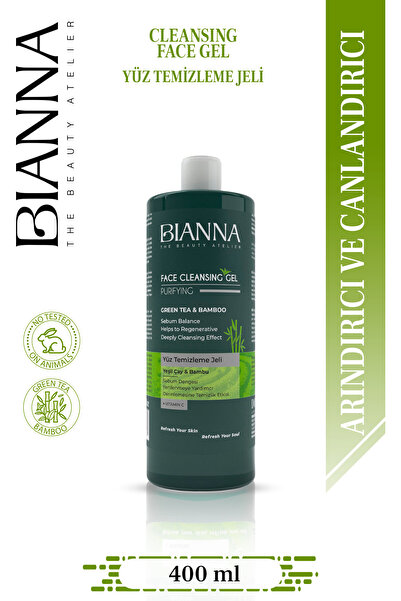 Bianna جل منظف للوجه بخلاصة الشاي الأخضر والخيزران 400 مل مع فيتامين سي