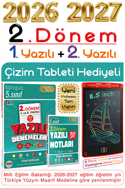Tonguç Yayınları Tonguç 5. Sınıf 2. Dönem 1. ve 2. Yazılı Notları Tüm Dersler...