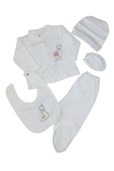 The-kid.co Pink Swan 5-Piece Newborn Set