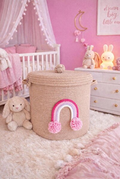 Secem Boutique Oyuncak Sepeti 30x30, Kirli Sepeti, Kapaklı Sepet, Çocuk Odası...