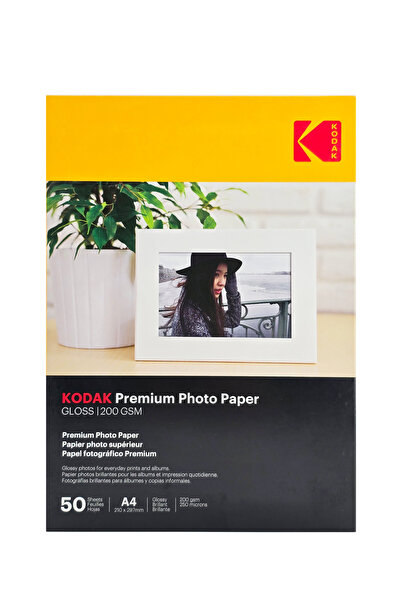 Kodak ورق صور فاخر A4، بلمسة نهائية لامعة، 200 غرام/متر مربع، طباعة نافثة للح...