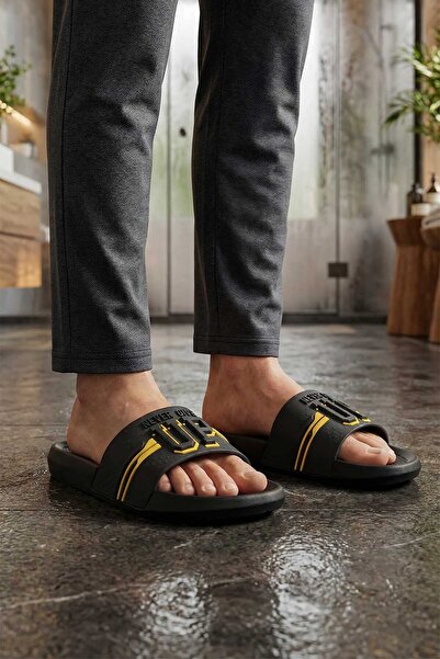 GEZER Men's Summer Pu Suitable for Wet Floor Home Bathroom Garden Pool Slippers