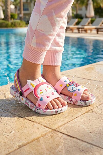 GEZER Yazlık Kız Çocuk Islak Zemine Uygun Günlük Havuz Plaj Terlik-Sandalet