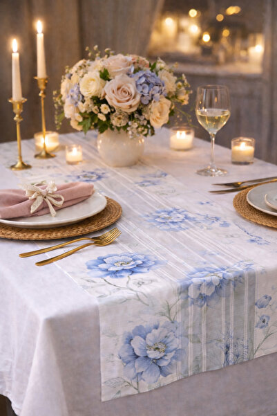 Arma House Blue Floral Laser croială Modern Runner 40*140 cm