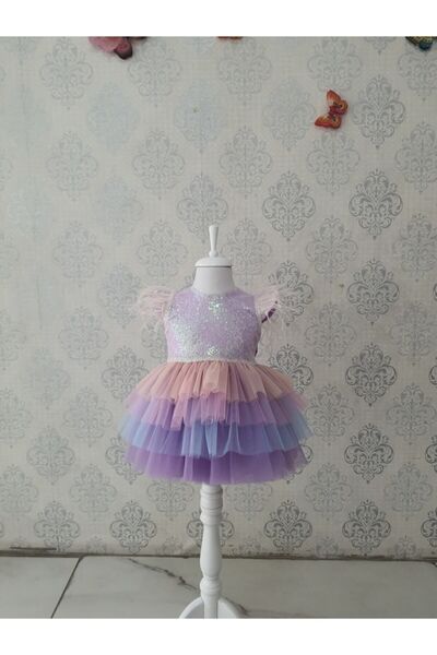Kidstore Kız Çocuk Lila Unicorn Elbise