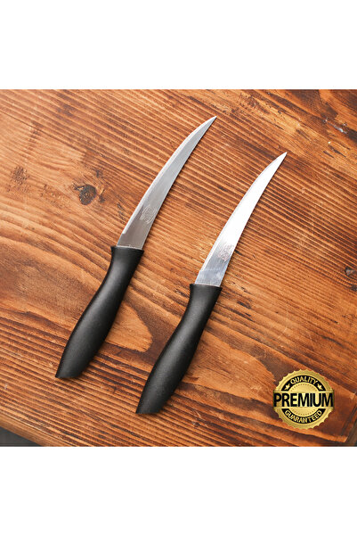 ARVALE Tujo Tırtıklı Meyve Sebze Bıçağı 2 Adet - Siyah