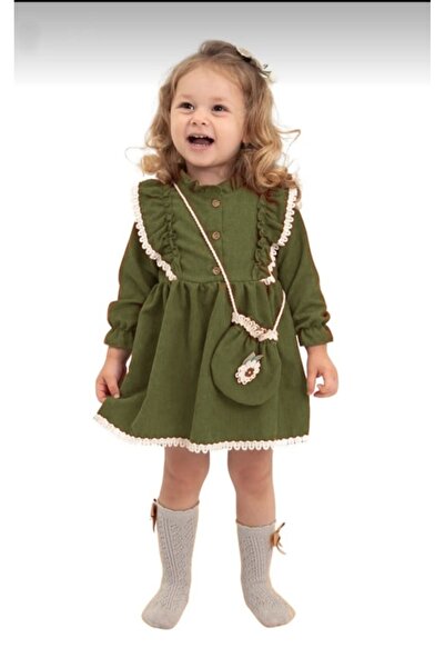 Nehirim Kids Kız Çocuk Çantalı Ve Dantelli Kışlık & Mevsimlik Bayramlık Elbis...