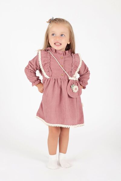 Nehirim Kids Сезонна и зимна рокля-салопет за момичета с чанта и дантела (2-3...