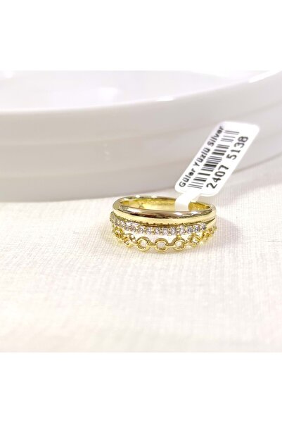 Güler Yüzlü Silver خاتم ذهبي ثلاثي مدمج من XUPING - 19