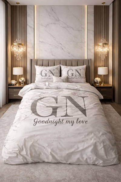 Sleeptime Bed linen, Goodnight Silver, for 2 people, Microfiber, Silver, 200x...