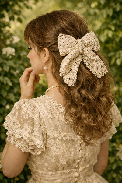 güzsokak17 DANTEL FİYONK TOKA, ÖRGÜ LASTİK TOKA, EL YAPIMI (HANDMADE) 6'LI SET