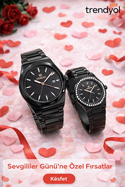 Homies SEVGİLİLER İÇİN ÇİFT SAATİ HEDİYELİK KUTUSU VE BİLEKLİK HEDİYELİ HMSGL...