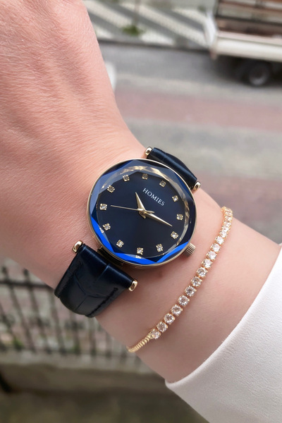 Homies KADIN KOL SAATİ KESME CAM DERİ KAYIŞLI BİLEKLİK HEDİYELİ