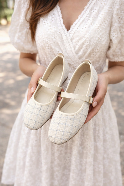 Jackers Γυναικείες μπαλαρίνες από ύφασμα τουίντ με ελαστική ζώνη, κομψές μαλα...