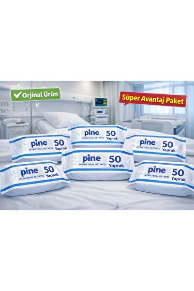 Pine Alkolsüz Hasta Perine Ve Vücut Temizleme Havlusu 50'li X 6 Paket Avantaj...