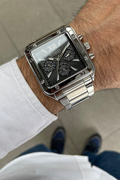 Homies ساعة يد رجالية مثمنة بحبل فولاذي تعمل بجميع الوظائف مع هدية