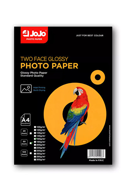 JOJO A4 Two-Sided Glossy Photo Paper, Double Face Inkjet Printing Paper, 160 ...