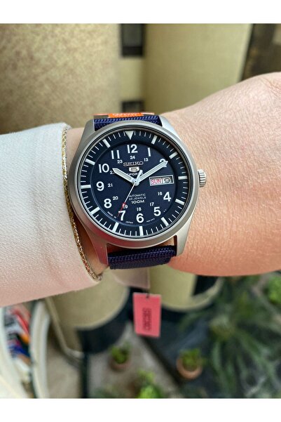 Seiko 5 Japan Snzg11J1 Automatic Nato Navy Blue 10 Atm 42 mm Men's Wristwatch
