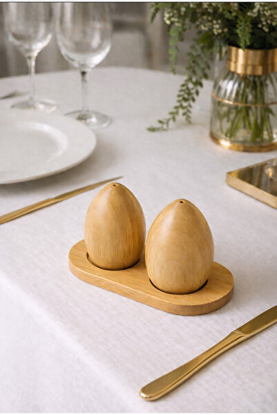Kitchen Pembelia Original bamboo stand salt and pepper shaker set