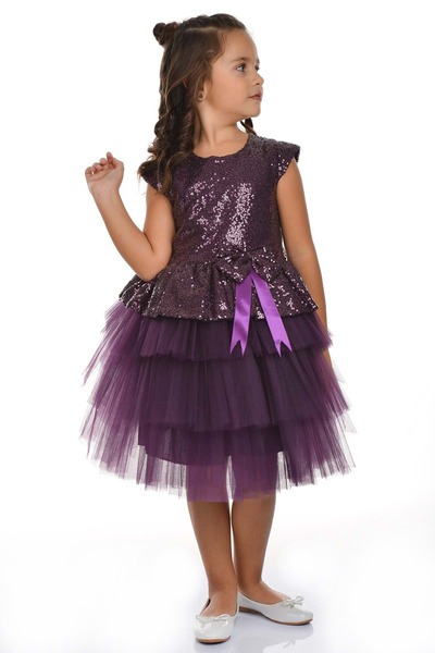 s.t. sebat tekstil فستان توتو مزين بالترتر للفتيات للأيام الخاصة SB275