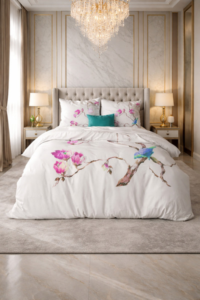 Sleeptime Lenjerie de pat dublu, microfibra, 3 piese, 200x200/220 cm – Magnolia White