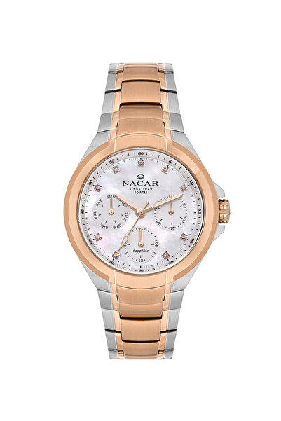 Nacar SAFİR CAM SPOR GÜMÜŞ - ROSE KADIN KOL SAATİ NC28-392322-ESM