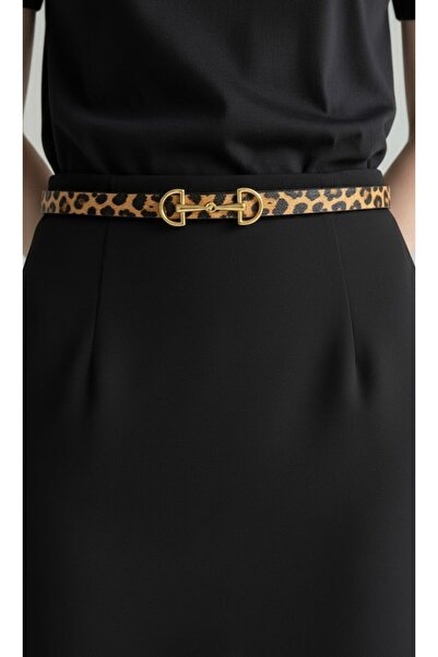 Kemerix Curea subțire cu detalii leopard pentru femei