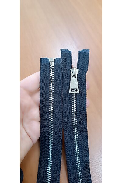 enSarüx 85 Cm 1 Adet Parlak Gümüş Diş 5 No Metal Separe Fermuar Siyah Renk