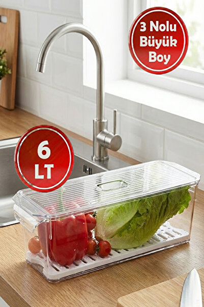 EFFE HOME Büyük Boy Izgaralı Dolap İçi Düzenleyici Derin Dondurucuya Uygun 6 LT