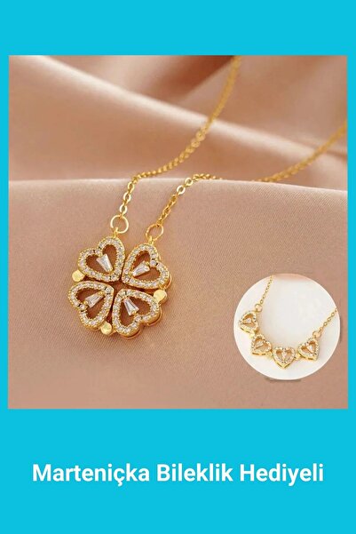 SeyCey.co 4 Kalpli Yonca Kolye | Açılır - Kapanır - Mıknatıslı | 14 Şubat Sev...