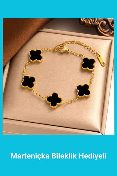 Kuşkaya Ticaret سوار البرسيم من الفولاذ المقاوم للصدأ باللون الأسود الذهبي | ...