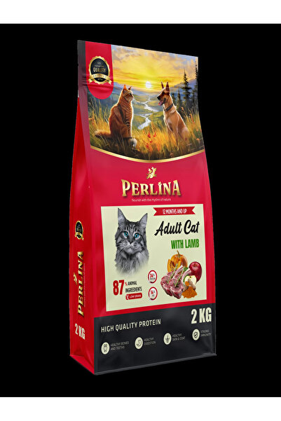 Perlina Yetişkin Kedi Maması, Kuzu Etli, 2 KG,%87 Hayvansal İçerik