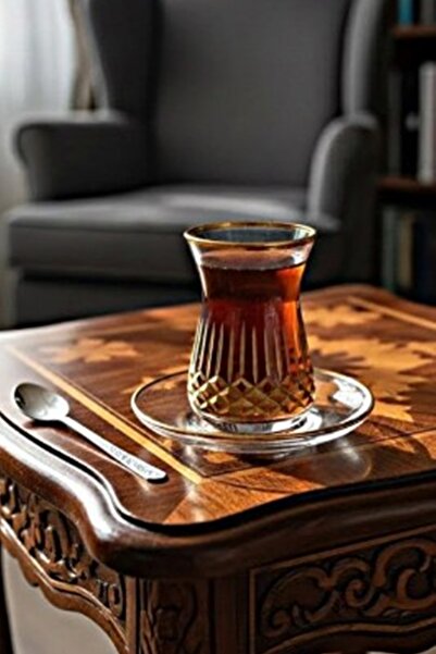 DECOSTYLE Decorated Matte Gold 18-Piece Tea and Mirra Set