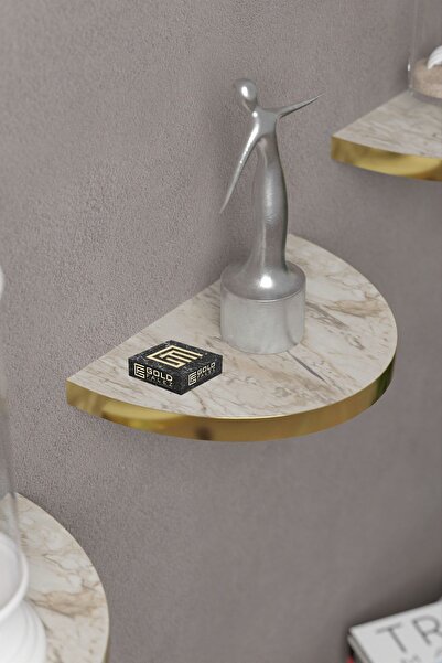 Kanonik Education Wall Shelf Decorative 3 Pcs Flower Holder Oval Gold Efes