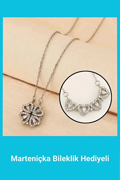 SeyCey.co 4 Kalpli Yonca Kolye | Açılır - Kapanır - Mıknatıslı | 14 Şubat Sev...