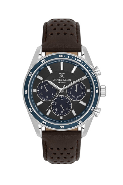 Daniel Klein Exclusive Dark Brown Leather Watch for Men DK.1.14221-5