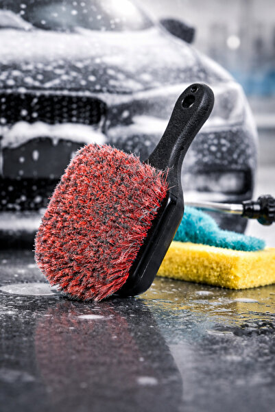 NEWMİX Kırmızı Kırçıllı Lastik ve Jant Fırçası