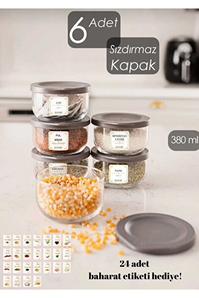 LAV Duo Leak Proof Lid 380 Cc 6 Pieces Glass Storage Container Jar Set