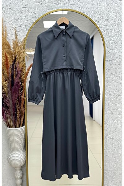 MİHRA STORE Rochie Bolero Hijab pentru damă -liyan Rochie de manta cu vestă e...